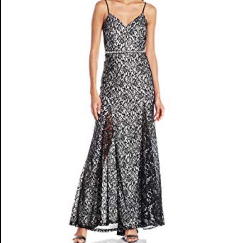 Elegant Black and Silver Evening Gown